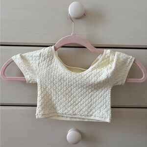 FP Movement by Free People Cream Textured Crop Top